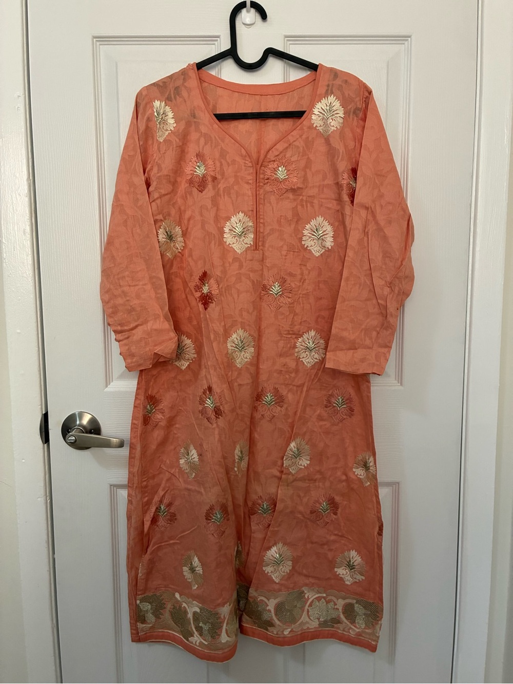Embroidered Coral Salwar Kameez